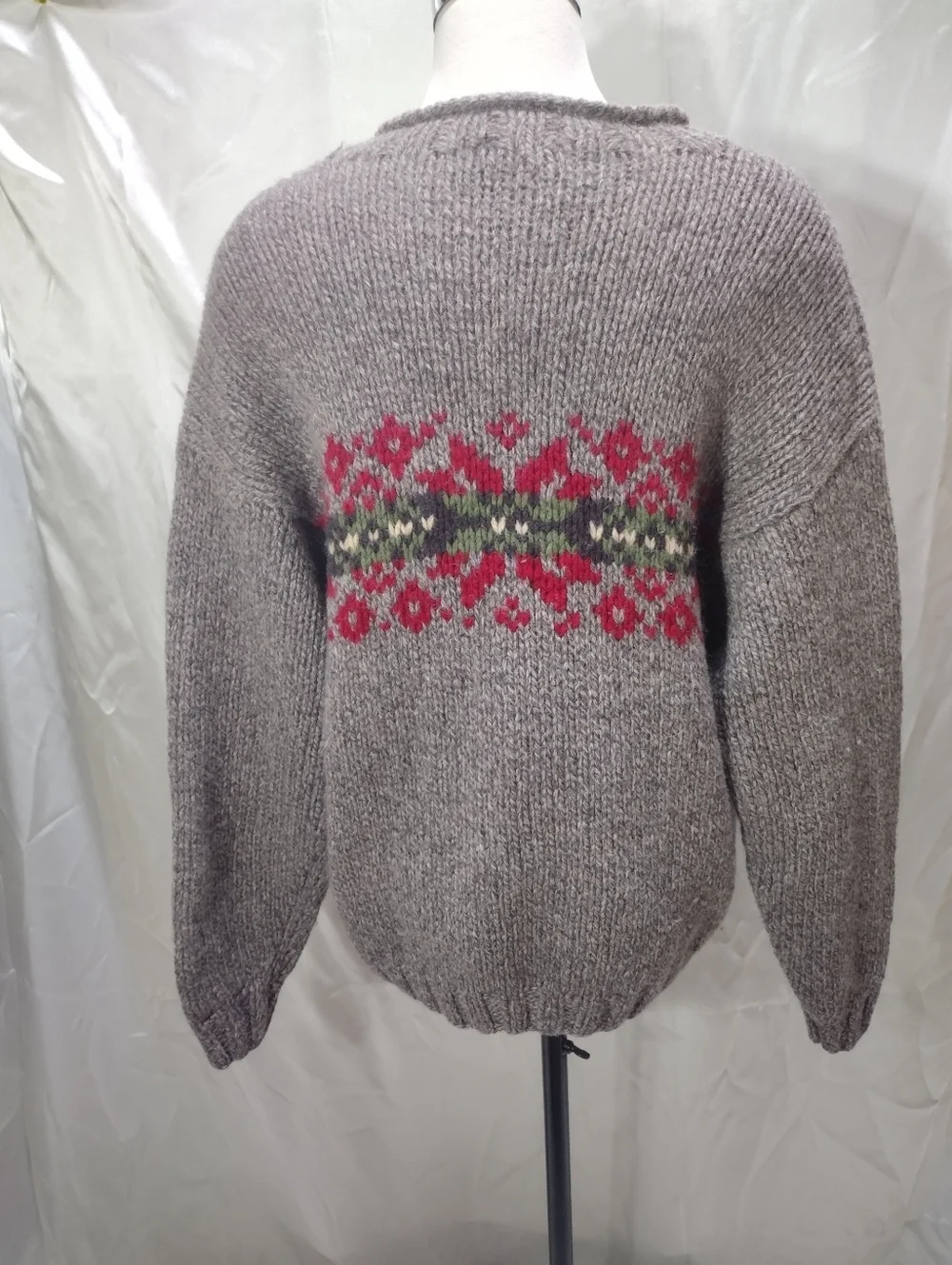 Vintage J Crew Sweater Mens L Brown Wool Fair Isle Oarsman Roll Neck Chunky